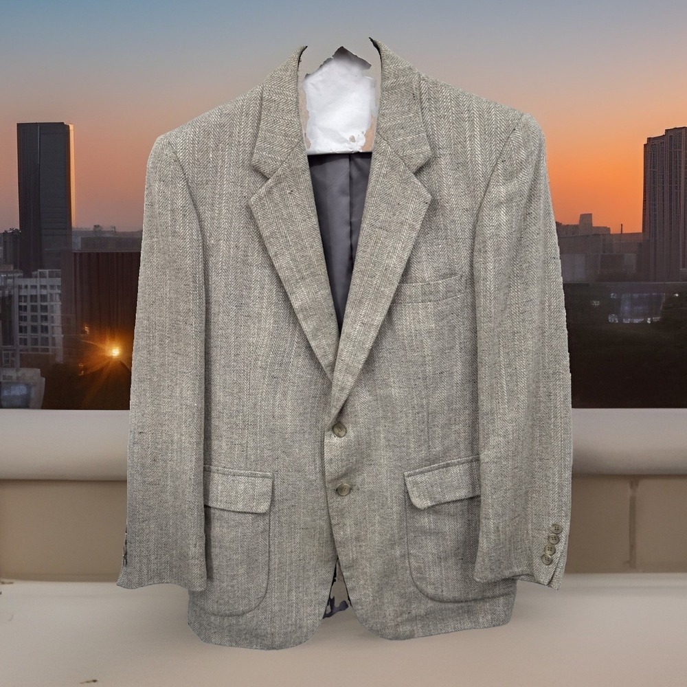 Vintage 70s Joe Namath Wool Blend Light Color Tweed Sport Coat Blazer  Size 42R